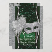Mardi Gras Masquerade Invitation de fête d'anniver (Devant / Derrière)