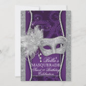 Mardi Gras Masquerade Invitation de fête d'anniver (Devant)