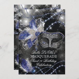 Mardi Gras Masquerade Invitation de fête d'anniver