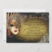 Mardi Gras Masquerade Invitation de fête d'anniver (Dos)