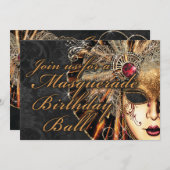 Mardi Gras Masquerade Invitation de fête d'anniver (Devant / Derrière)