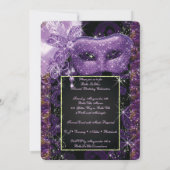Mardi Gras Masquerade Invitation de fête d'anniver (Dos)