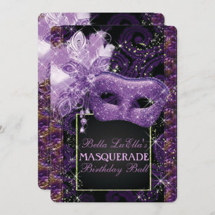 Mardi Gras Masquerade Invitation de fête d'anniver