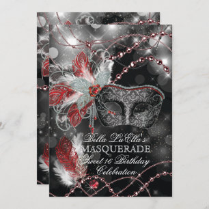 Mardi Gras Masquerade Invitation de fête d'anniver