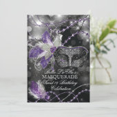Mardi Gras Masquerade Invitation de fête d'anniver (Debout devant)
