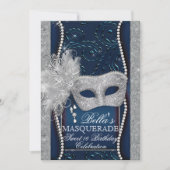 Mardi Gras Masquerade Invitation de fête d'anniver (Devant)