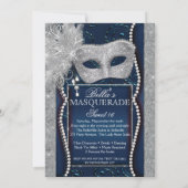 Mardi Gras Masquerade Invitation de fête d'anniver (Dos)