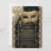Mardi Gras Masquerade Invitation de fête d'anniver (Dos)