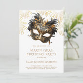 Mardi Gras Masquerade Invitation de fête d'anniver (Debout devant)