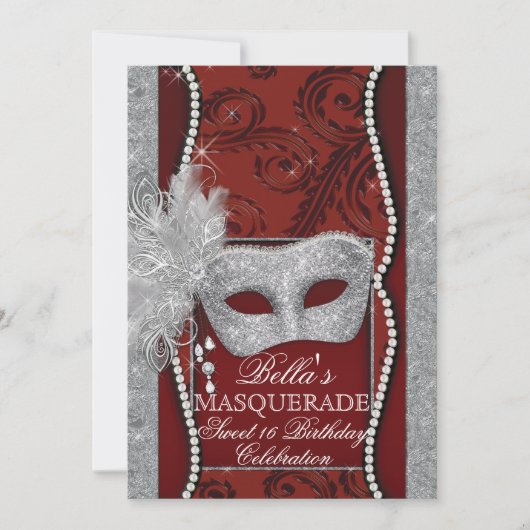 Mardi Gras Masquerade Invitation de fête d'anniver (Devant)