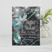 Mardi Gras Masquerade Invitation de fête d'anniver (Debout devant)