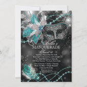 Mardi Gras Masquerade Invitation de fête d'anniver (Dos)