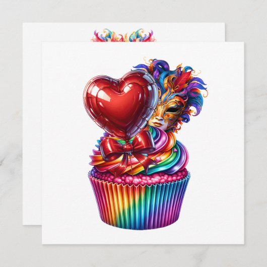 Mardi Gras Masquerade Kaart (Voorkant / Achterkant)