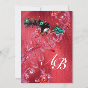 MARDI GRAS MASQUERADE, MAGIC BERRIES MONOGRAM silk Kaart
