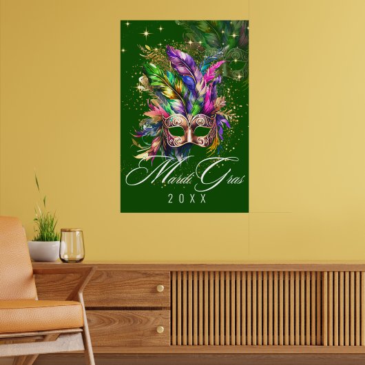 Mardi Gras Masquerade Mask | Groen Poster (Woonkamer 2)