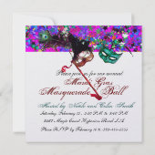 MARDI GRAS MASQUERADE MASKER & CONFETTI wit Kaart (Achterkant)