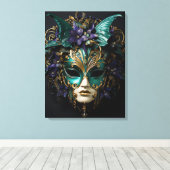 Mardi Gras Masquerade Masker Cosplay Design Canvas Afdruk (Insitu (Houten vloer))