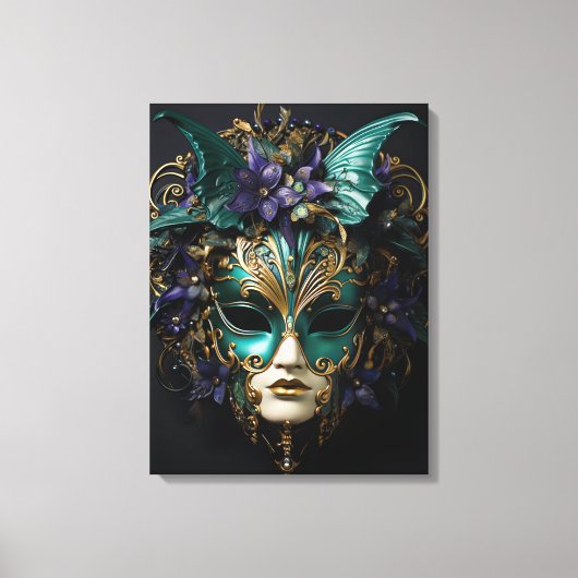Mardi Gras Masquerade Masker Cosplay Design Canvas Afdruk (Voorkant)