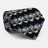 Mardi Gras Masquerade Maskers Blauw Zilver Pareltj Stropdas (Opgerold)
