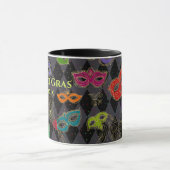 Mardi Gras Masquerade Maskers Zwart Harlekijn Naam Mok (Midden)