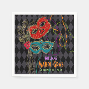 Mardi Gras Masquerade Maskers Zwart Harlekijn Servet