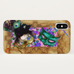 MARDI GRAS MASQUERADE parchment confetti iPhone X Hoesje