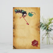 MARDI GRAS MASQUERADE Parchment Wax Seal Monogram Briefpapier (Staand voorkant)