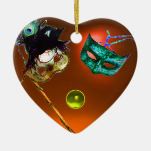 MARDI GRAS MASQUERADE PARTIJ, Gem Stones Keramisch Ornament