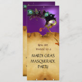 MARDI GRAS MASQUERADE PARTIJ, paars Kaart (Voorkant / Achterkant)