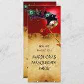 MARDI GRAS MASQUERADE PARTIJ, rood Kaart (Voorkant / Achterkant)