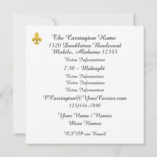 Mardi Gras Masquerade Party Invitation (Dos)