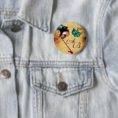 MARDI GRAS MASQUERADE PARTY MONOGRAM RONDE BUTTON 5,7 CM (In situ)