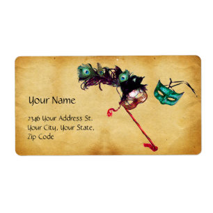 MARDI GRAS MASQUERADE-perkament Etiket