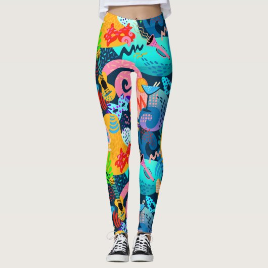 Mardi Gras Masquerade Pop Fashion Leggings (Devant)