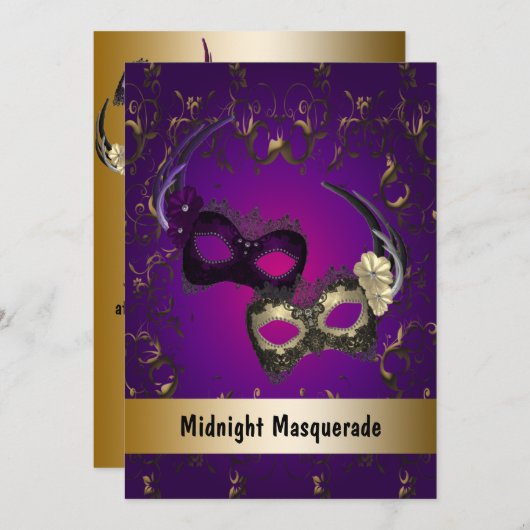 Mardi Gras Masquerade Prom Kaart (Voorkant / Achterkant)