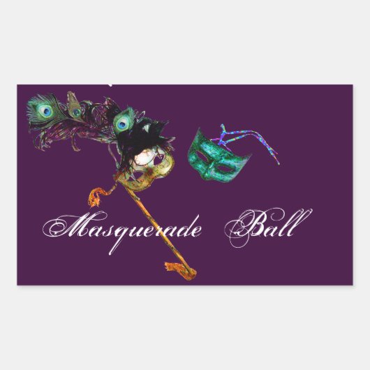 MARDI GRAS MASQUERADE RECHTHOEKIGE STICKER (Voorkant)