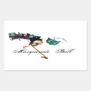 MARDI GRAS MASQUERADE RECHTHOEKIGE STICKER