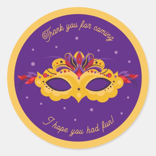 Mardi Gras Masquerade Theme Ronde Sticker (Voorkant)