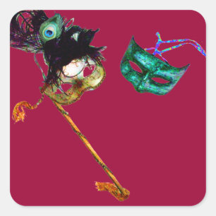 MARDI GRAS MASQUERADE VIERKANTE STICKER
