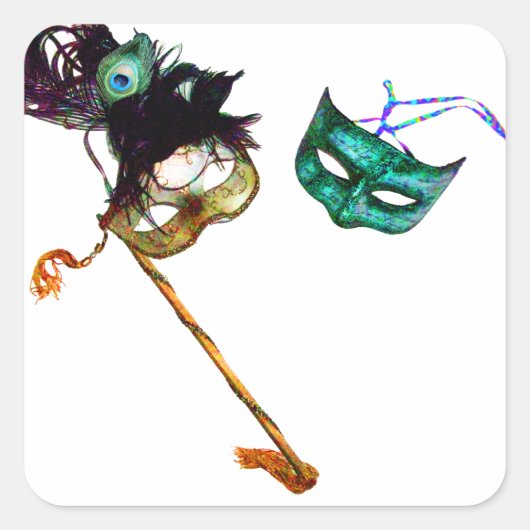 MARDI GRAS MASQUERADE VIERKANTE STICKER (Voorkant)