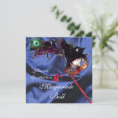 MARDI GRAS MASQUERADEBAL blau Kaart (Staand voorkant)