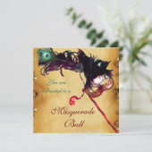 MARDI GRAS MASQUERADEBAL parchment Kaart (Staand voorkant)