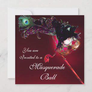 MARDI GRAS MASQUERADEBAL rood burgundy Kaart