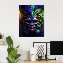 Mardi Gras Mast Vet Dinsdag Muur Poster Print