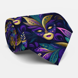 Mardi Gras met goudgele maskers Stropdas