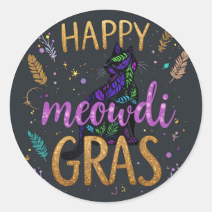 Mardi Gras met kat Ronde Sticker