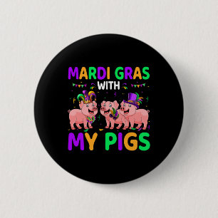 Mardi Gras Met Mijn Varkens Drie Schattigee Varken Ronde Button 5,7 Cm