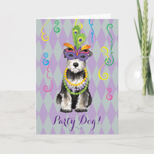 Mardi Gras Mini Schnauzer Kaart