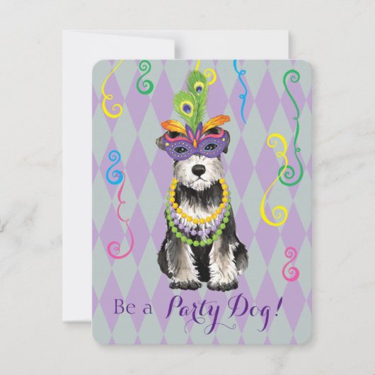 Mardi Gras Mini Schnauzer Kaart (Voorkant)