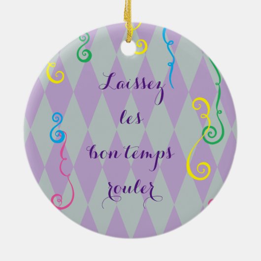 Mardi Gras Mini Schnauzer Keramisch Ornament (Achterkant)